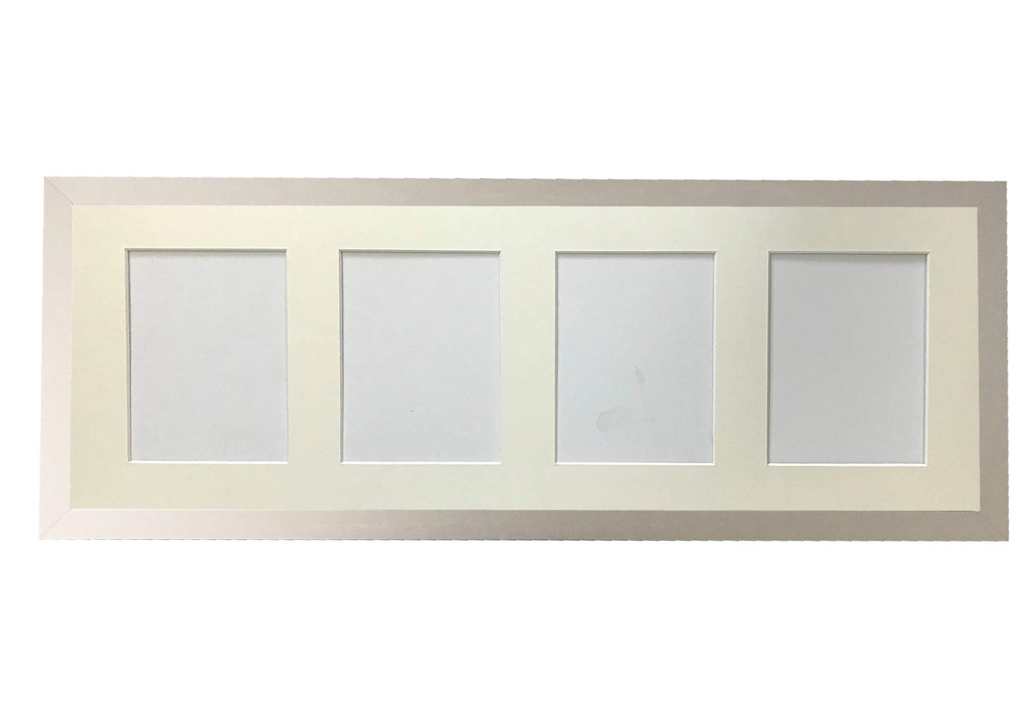 H7 Silver Picture Photo Frame with Ivory 7 x 5 Inch Four Aperture Long Mount