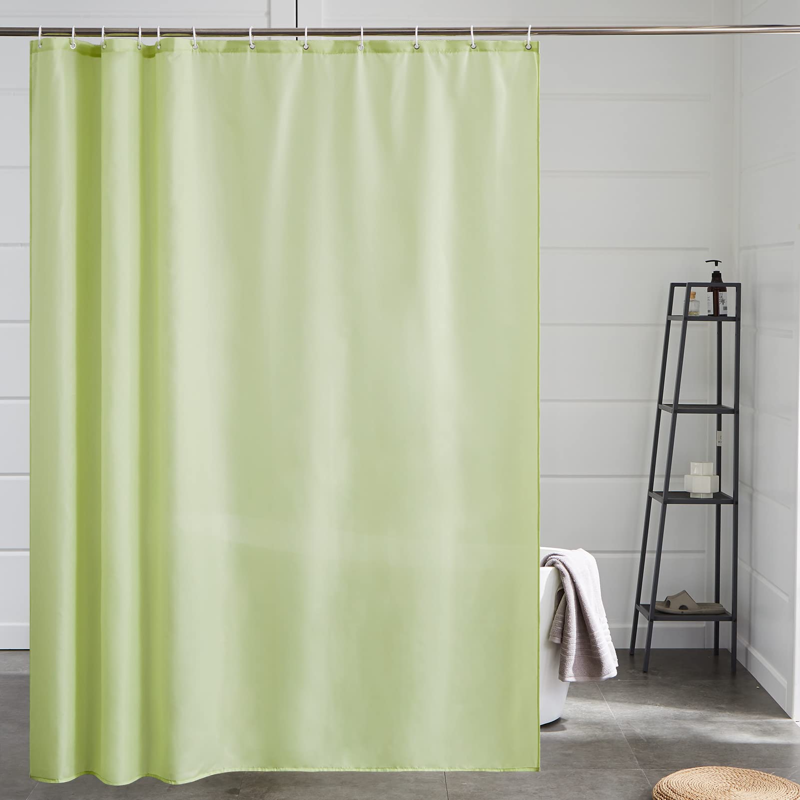 Furlinic Shower Curtain Mould Proof Resistant Wetroom Bathroom Polyester Fabric White 7ft Shower Curtains Liner Waterproof Rustproof Washable Weighted with 12 Hooks Extra Long 180x210cm 72x84. — view 42