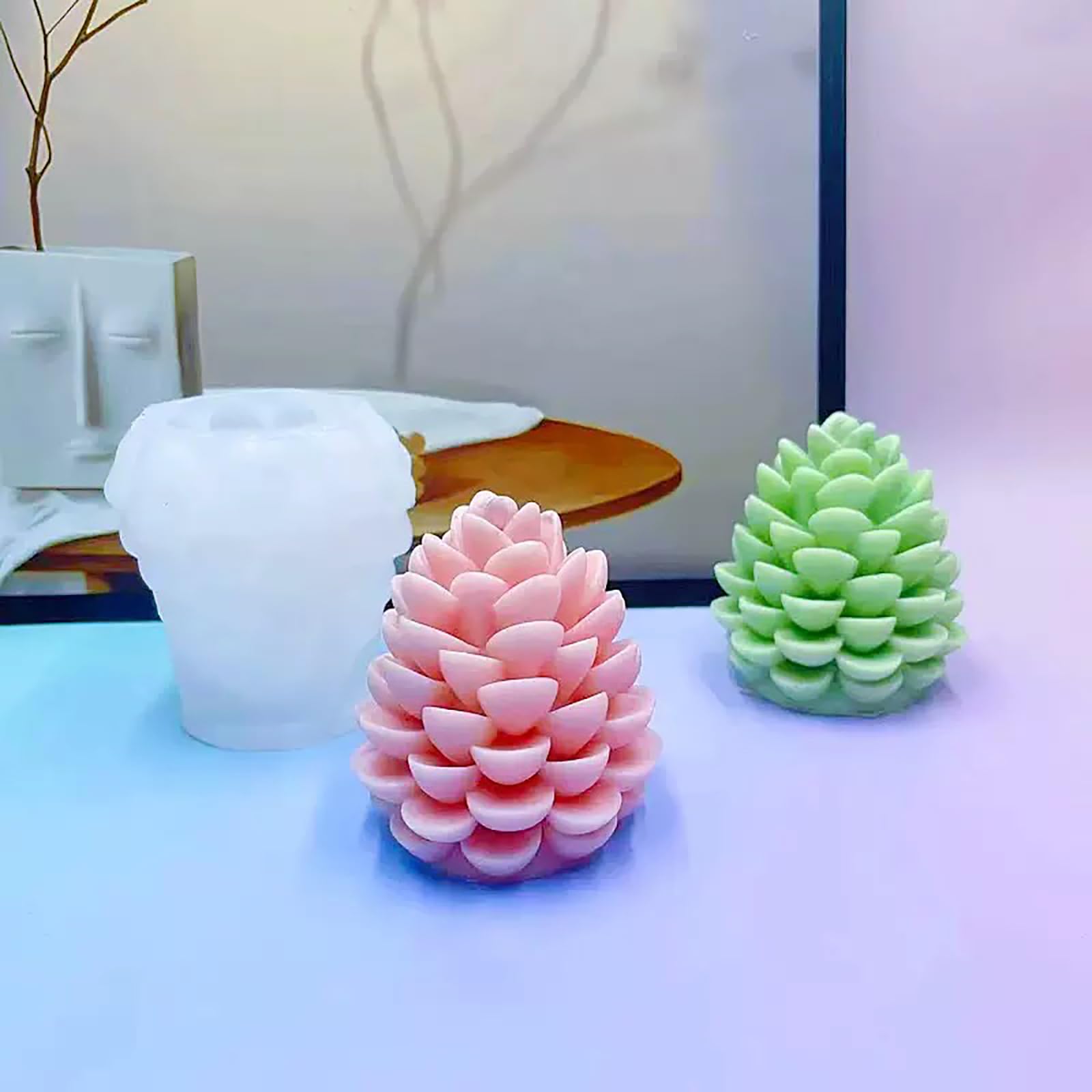 Moldes para velas de Navidad de silicona, flexibles, duraderos, fáciles de demoldar, moldes para hacer velas de pinecona detalladas
