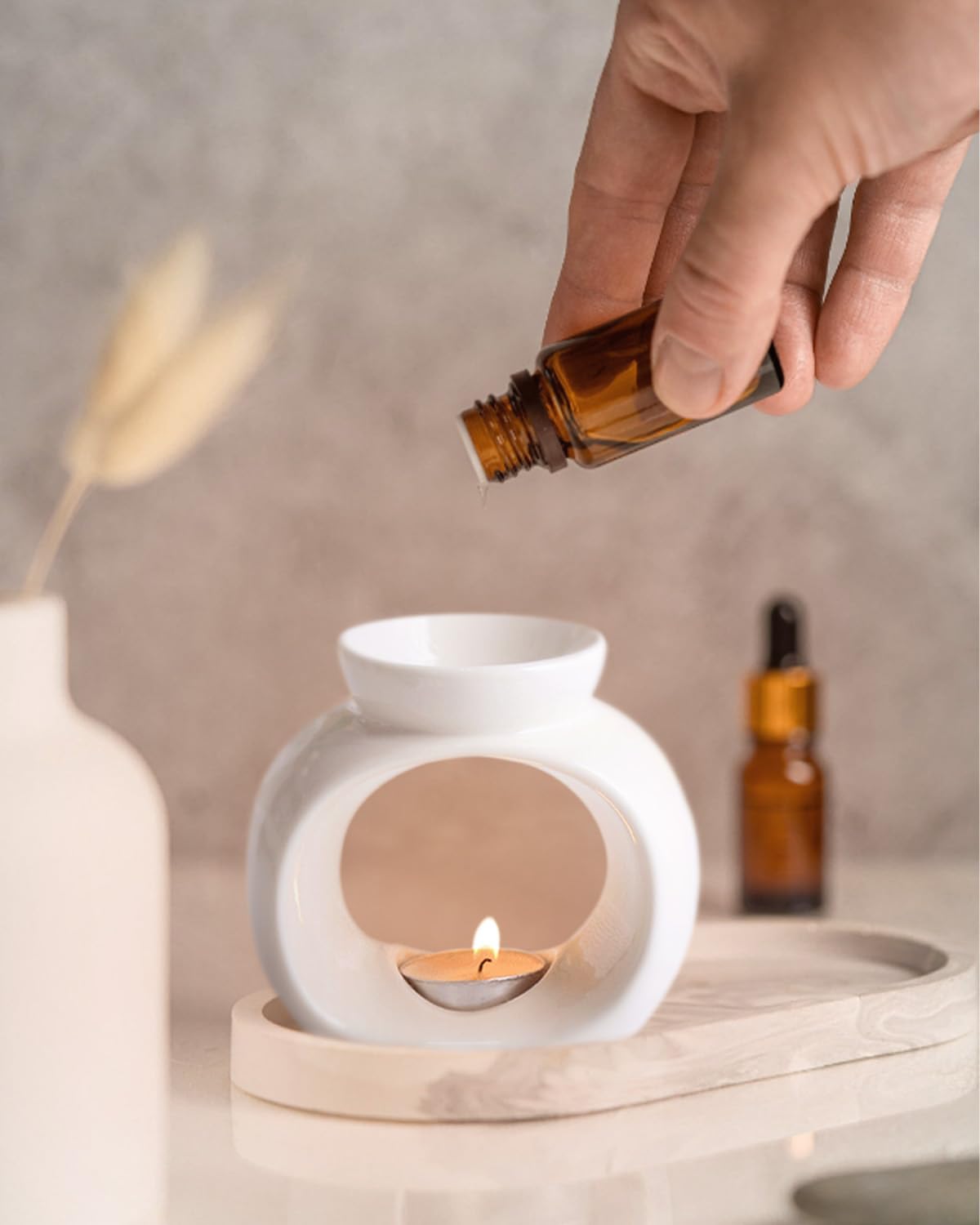 Quemadores de Aceites Esenciales y Velas, Para Ceras Aromáticas, Esencias, Crema Catalana y Azúcar, La Chimenea Quemador de Cera y el Cauldron Colgante para una Experiencia Aromática Única