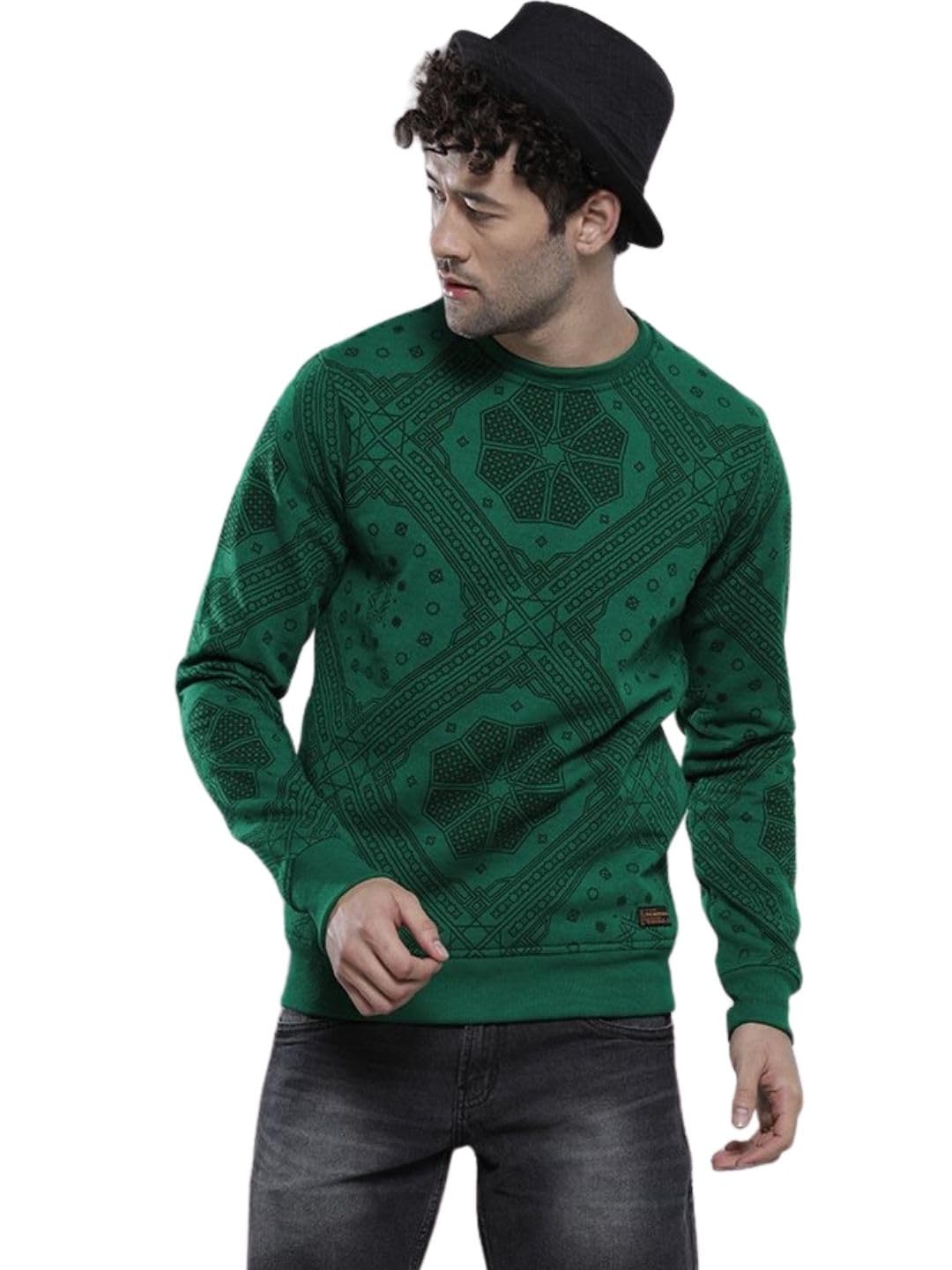 The Indian Garage Co Men Regular Fit Floral Crew Neck Overhead Sweatshirt-picture-31