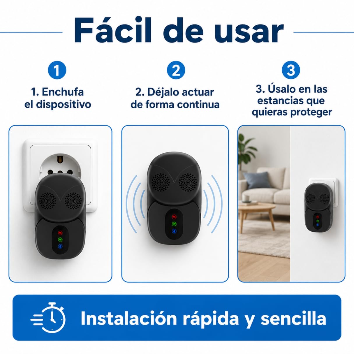 Antimosquitos Electrico Enchufe Pack 4 , Repelente Ultrasonico para Interior, Repelente Mosquitos Eléctrico y Enchufe Anti Insectos para Hogar, Anti Cucarachas, Hormigas, Moscas y Ratones Sin Químicos
