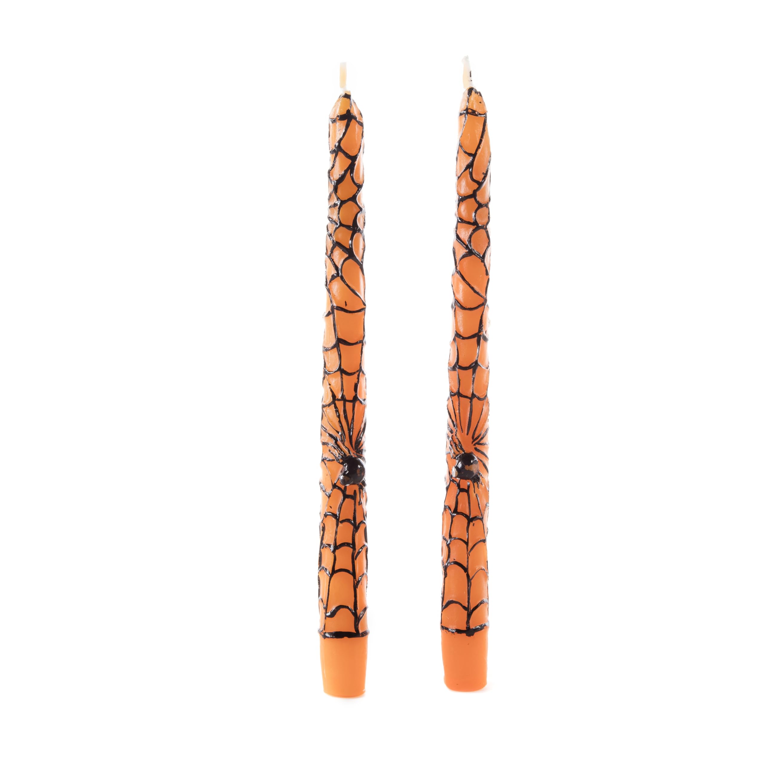 Premier Orange Decorations Pack Of 2 Spiderweb Design Halloween Candles - Taper Candle - 25Cm - Novelty Candle, Halloween Decoration, Spooky Décor