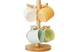 Wooden Mug Tree with 6 Hooks: The Perfect Countertop Coffee Mug Organizer