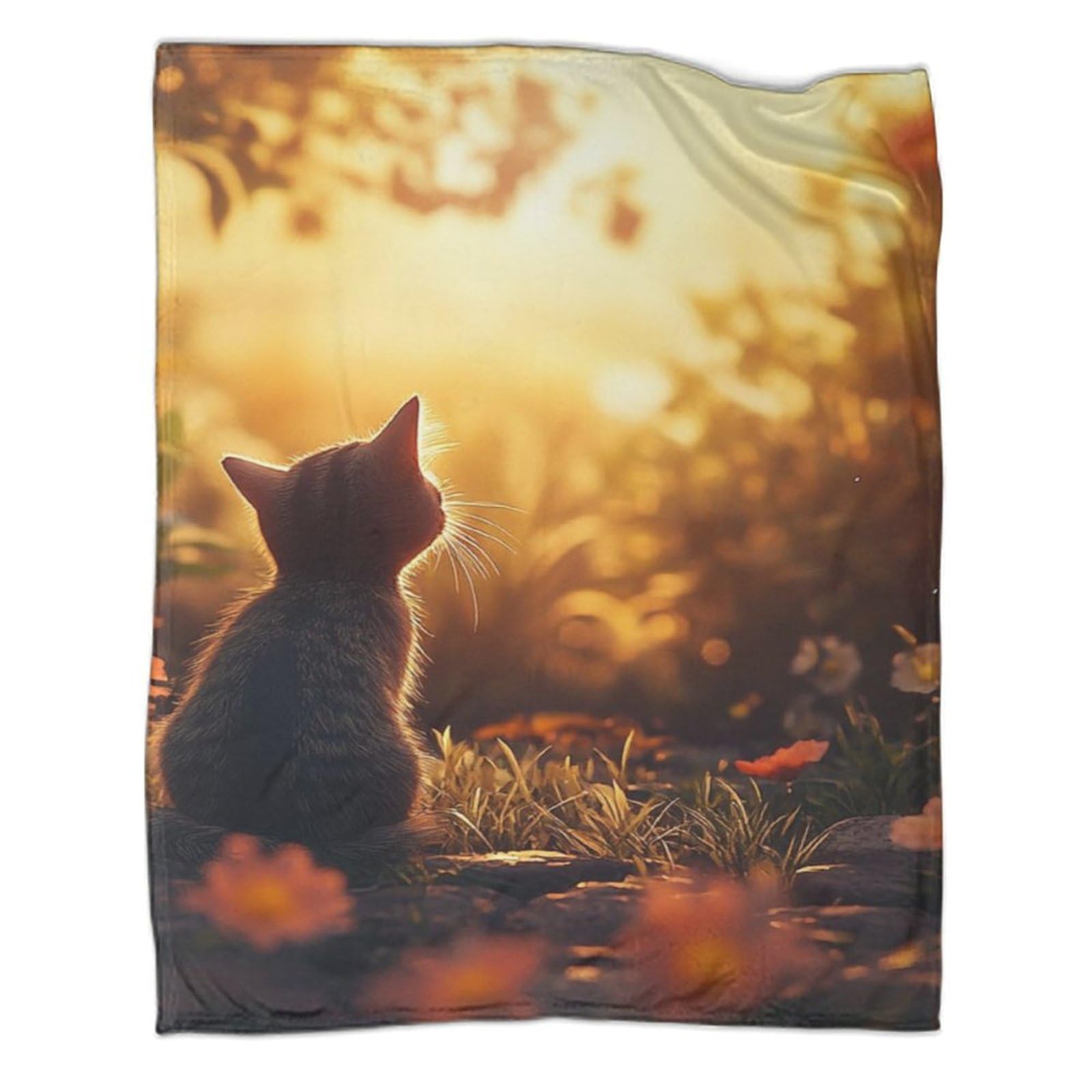 Plaid chat 3D en velours peluche flanelle douce couverture de canapé lit 127x152cm