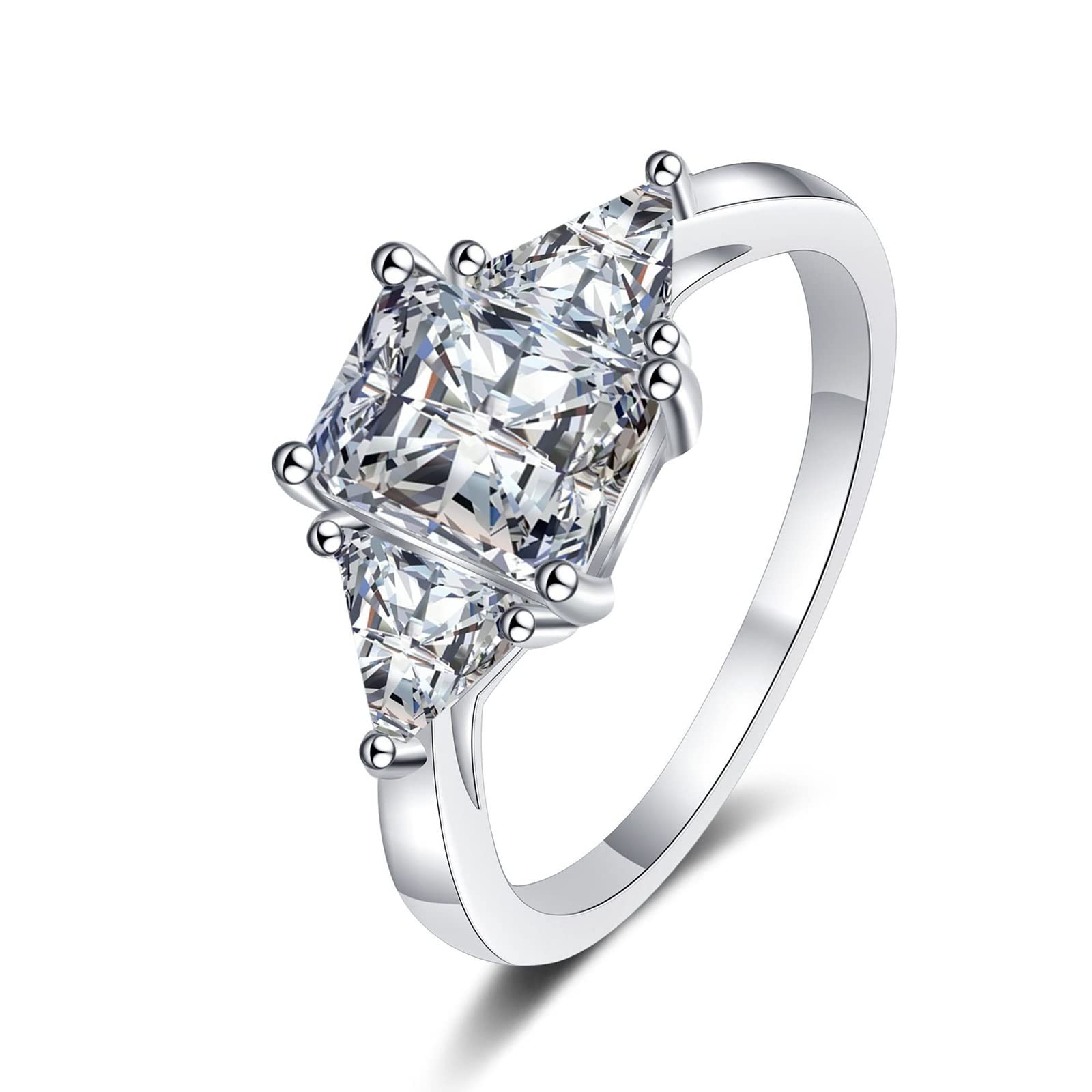 Anelli in argento, anello gioielli in argento moissanite radiano, fedi nuziali, regali di fidanzamento per donna