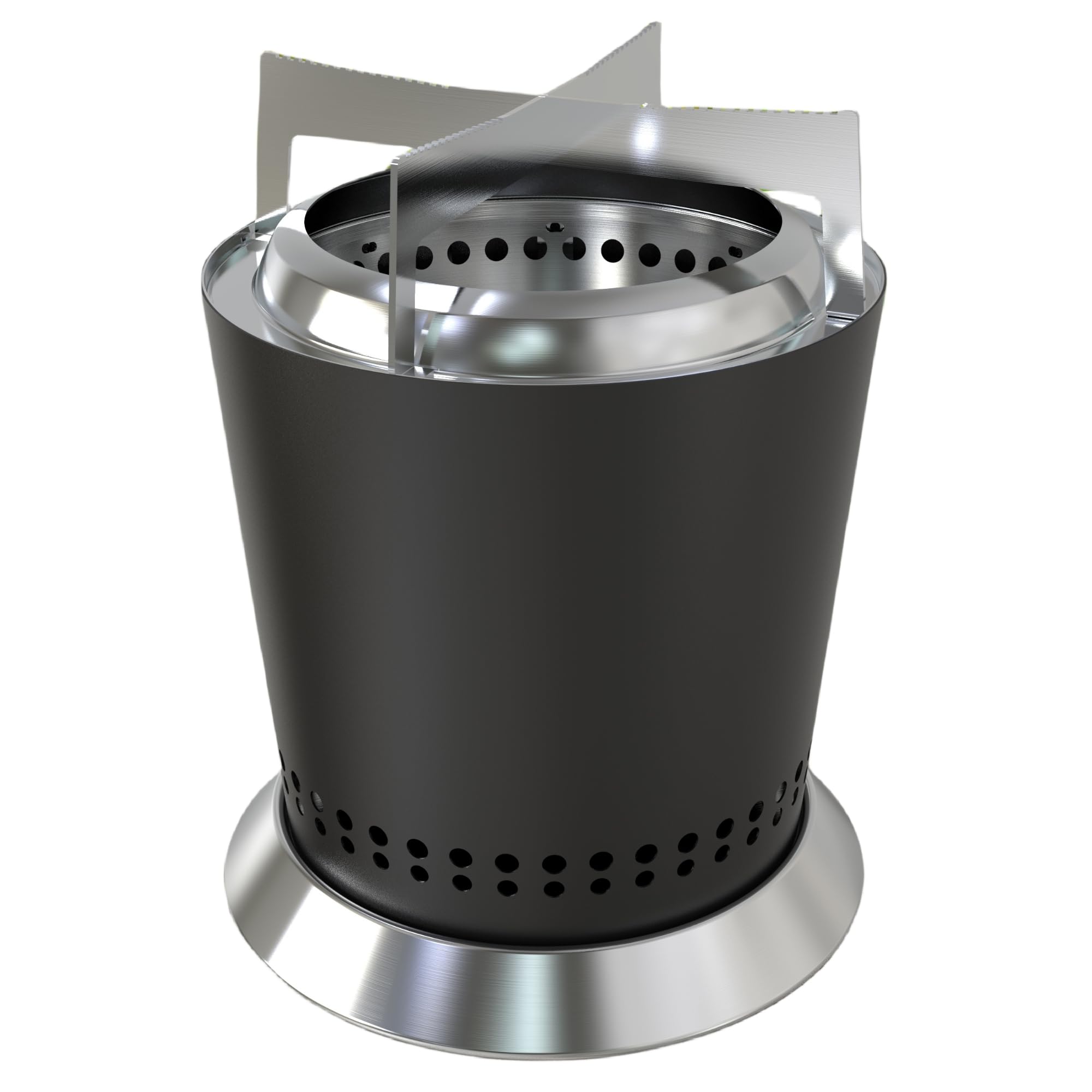 PARTAKER Tabletop Fire Pit with Carry Bag & Cooktop Stand | Low Smoke Outdoor Small Fire for Terrace/Balcony | Dual-Fueled by Pellets or Wood, Black Powder Coated 9" H x 8" D Portable Wood Camp Stove