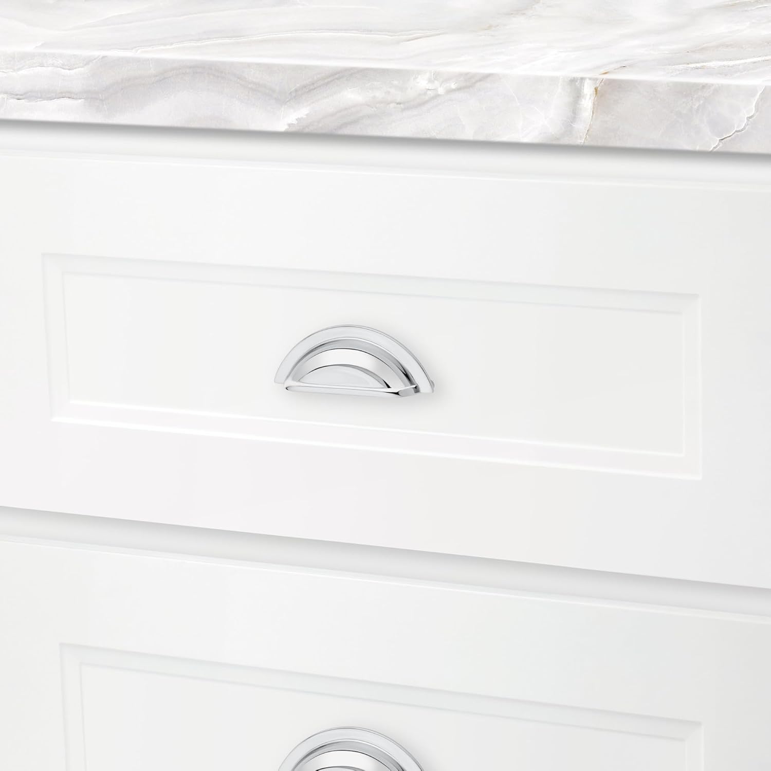 Baldwin 4424055BIN 4424.BIN Cup 4 Inch Center to Center Cup Cabinet Pull from The Estate Collection