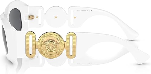 Miniatura 2 de Versace VE 4425U 314/87 Irregular Plastic White Sunglasses with Dark Grey Solid Color Lens