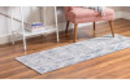 Miniatura 6 de Unique Loom Portland Collection Southwestern - Alfombra de área a rayas tono sobre tono (2 pies 2 pulgadas x 6 pies, alfombra de pasillo, azul