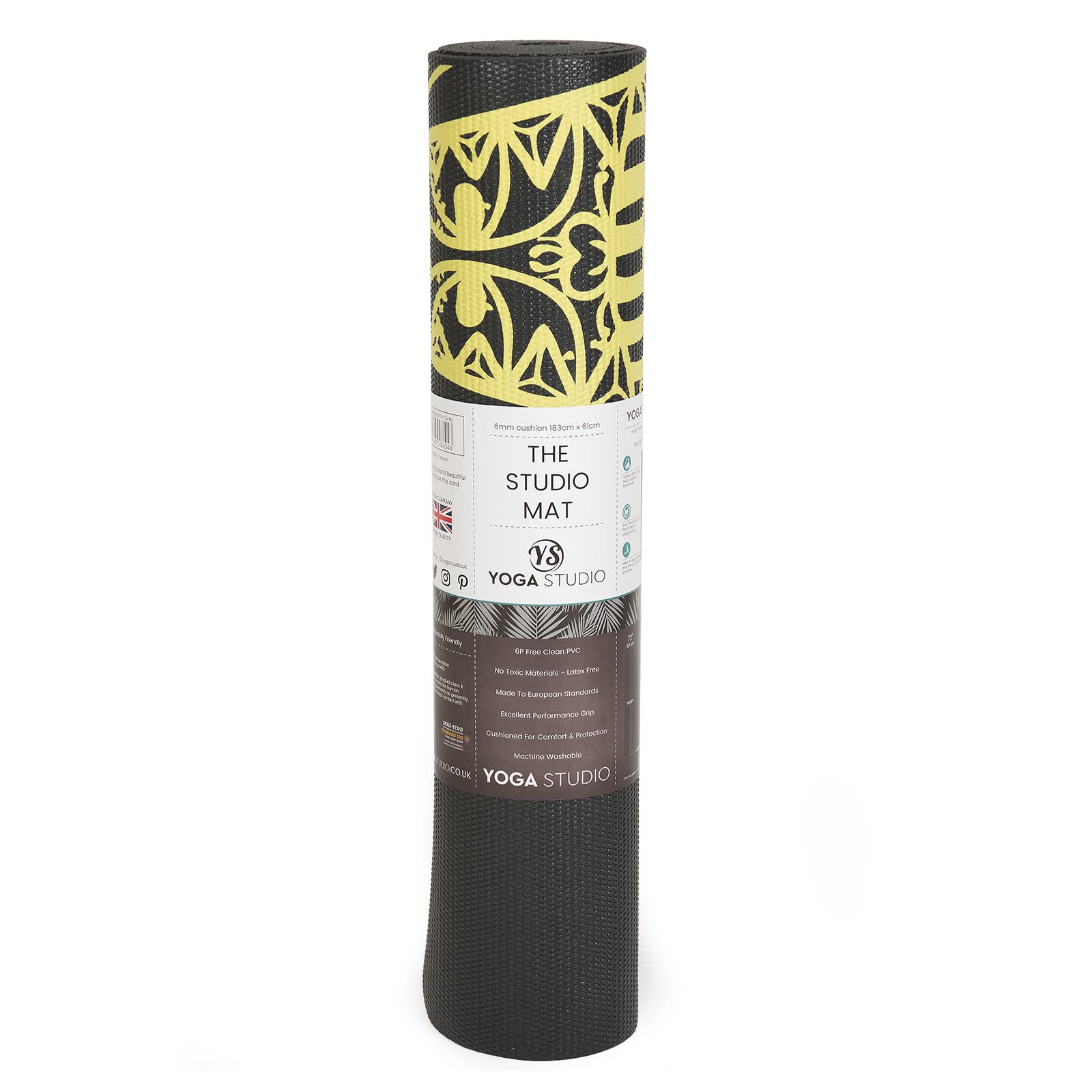 Yoga Studio Esterilla de yoga adhesiva diseñada | Oeko-Tex Antideslizante a prueba de desgarros | Entrenamiento Ejercicio Gimnasio Fitness Mandala Yoga & Pilates Mat | 183 cm x 61 cm x 6 mm - Elefante