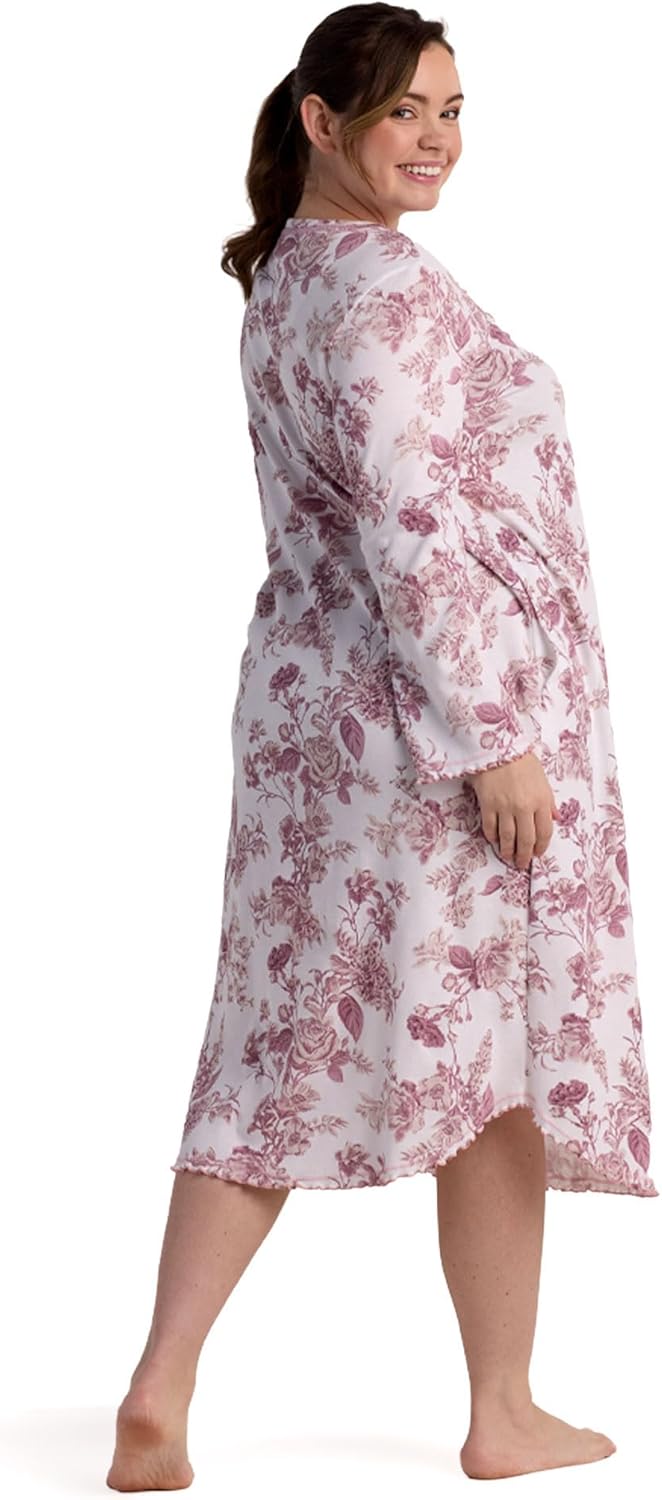 Miss Elaine Nightgown, Long Cottonessa Gown, Nightgown with Short Sleeves, Sleepwear & Loungewear - Image 3