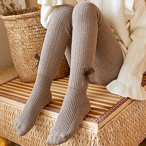 Toddler Girls Bow Knitted Tights Thick Solid Color Stretchy Stockings Baby Kids Cotton Leggings4