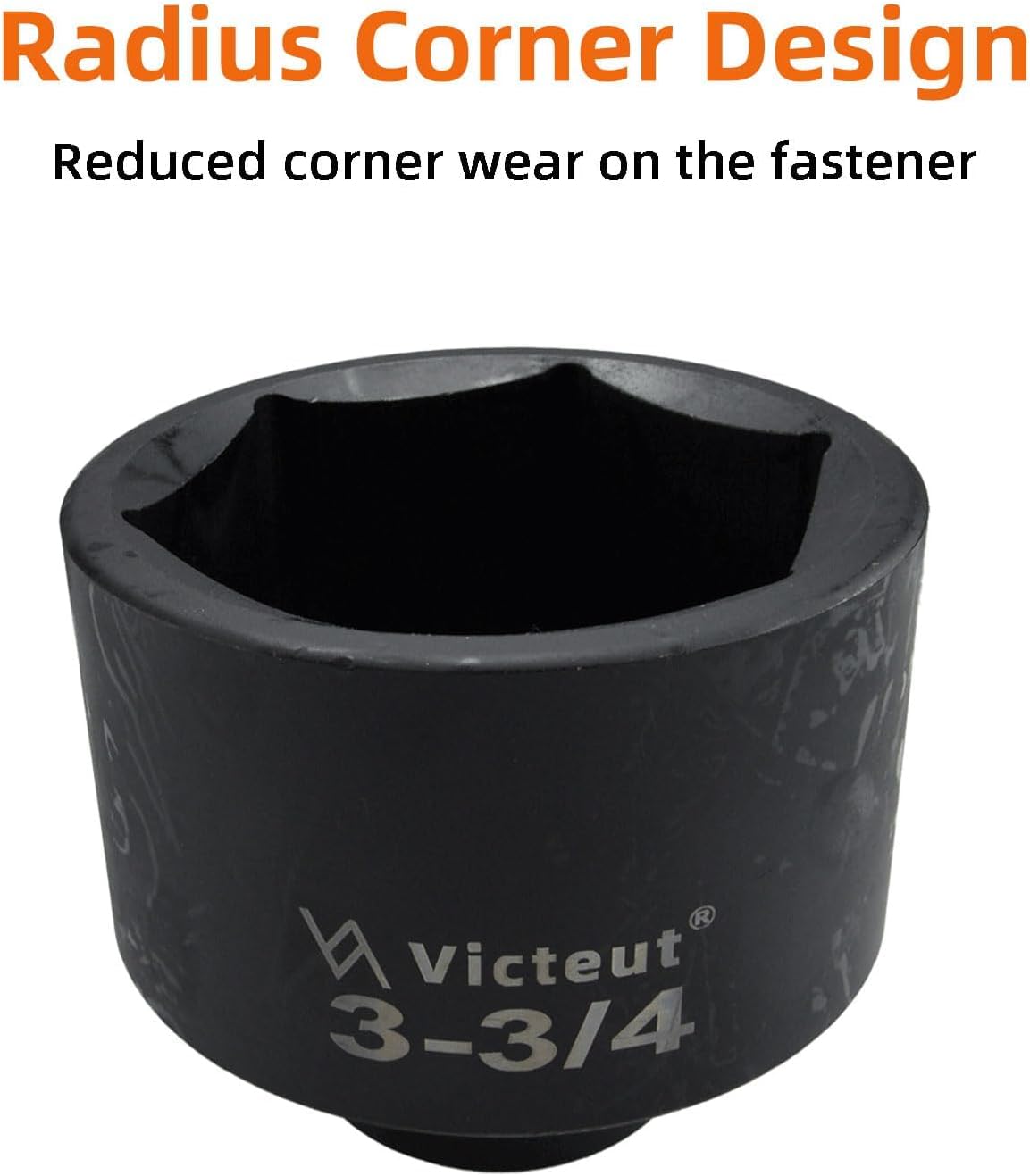 1" Drive 3-3/4" Jumbo Impact Socket, 6-Point, Heat Treated Cr-V Alloy Steel, One-Piece Forged, Surface Phosphating and Blackening Treatment, Anti-rust, Radius Corner Design, No Harm to Nut Corners