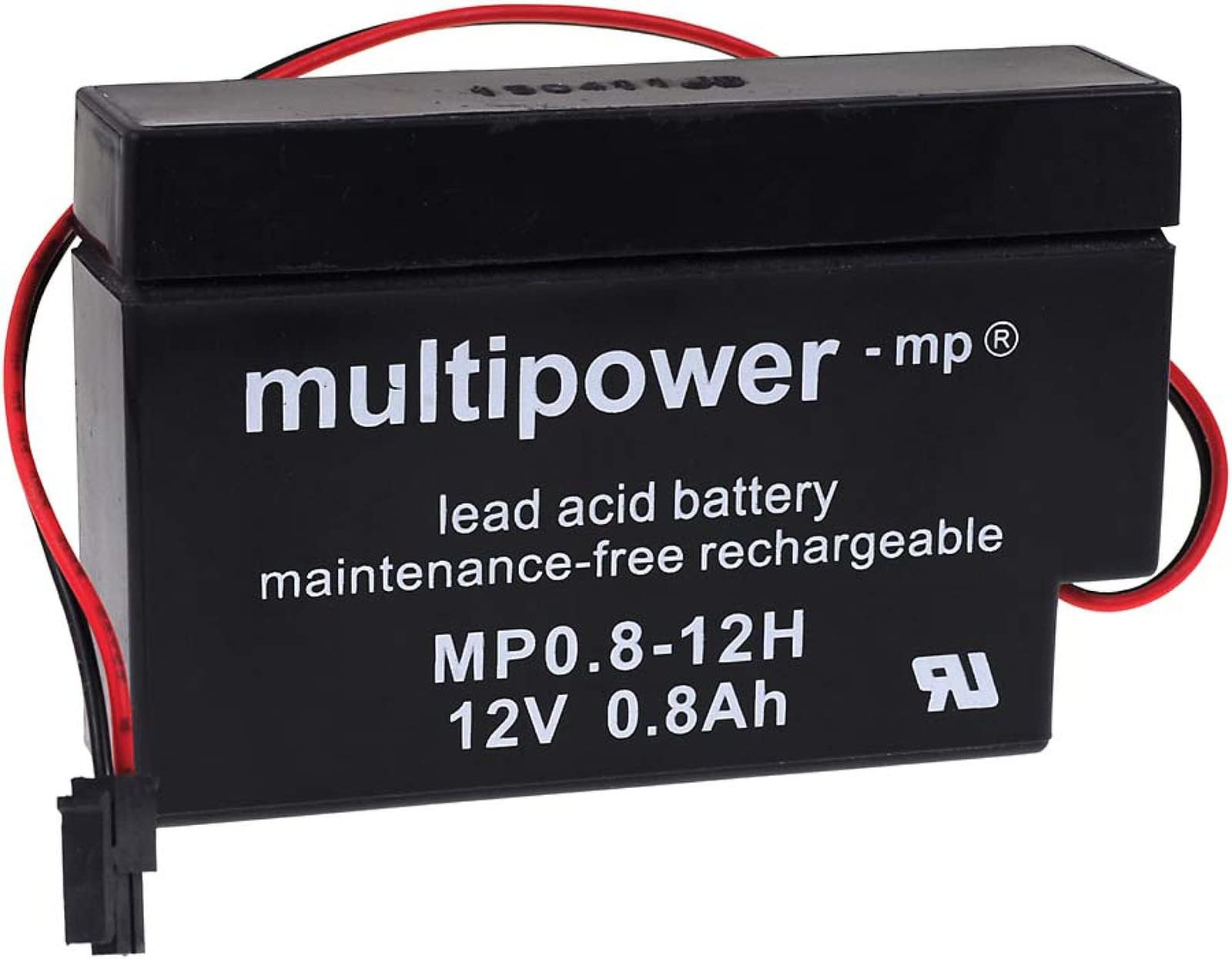 Multipower AGM Lead Battery (Sealed Lead Acid Battery) 12V 0.8Ah Shutter Battery with Special Plug e.g. for "House & Home" - Shutter Drives