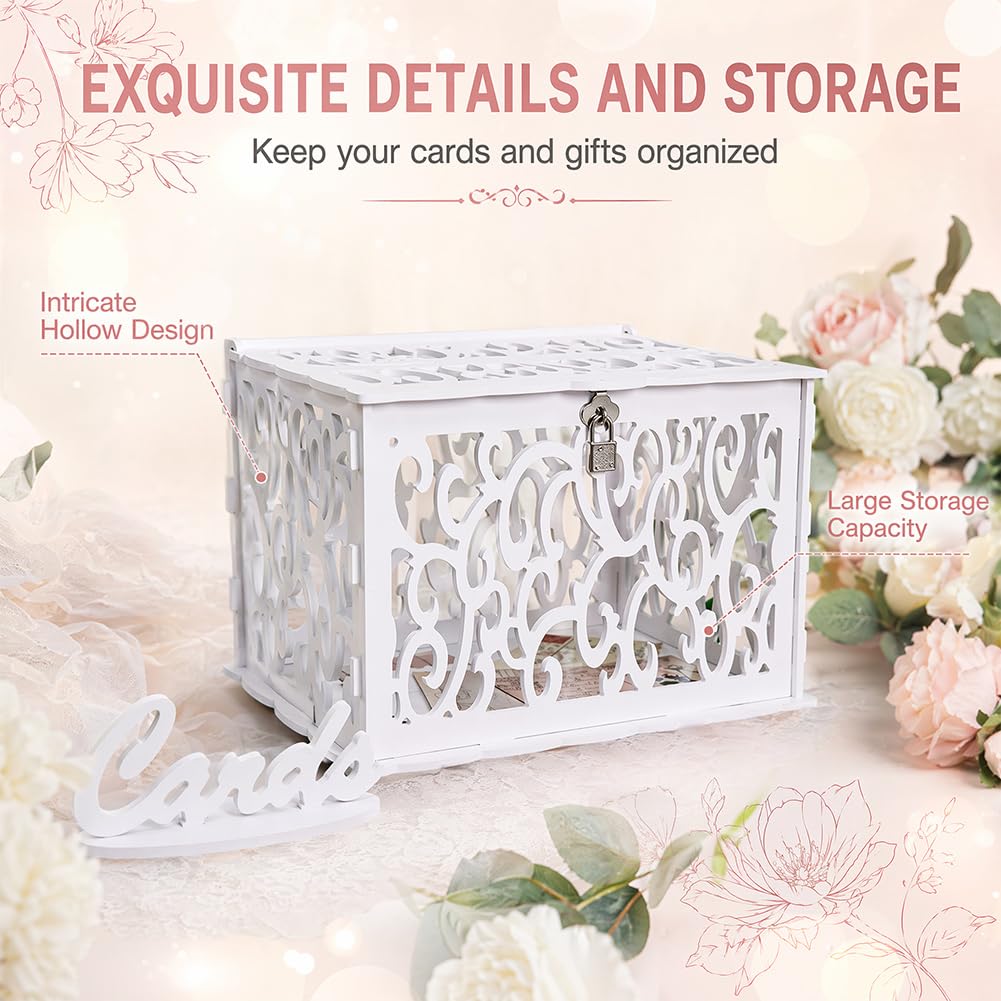 Kartenbox Hochzeit mit Schlitz aus PVC, Große Hochzeitsbox mit Schloss, Elegante Geldbox Geldgeschenke & Karten, Briefbox Hochzeit für Party, Abschlussfeier, Geburtstag & Baby Shower Dekoration