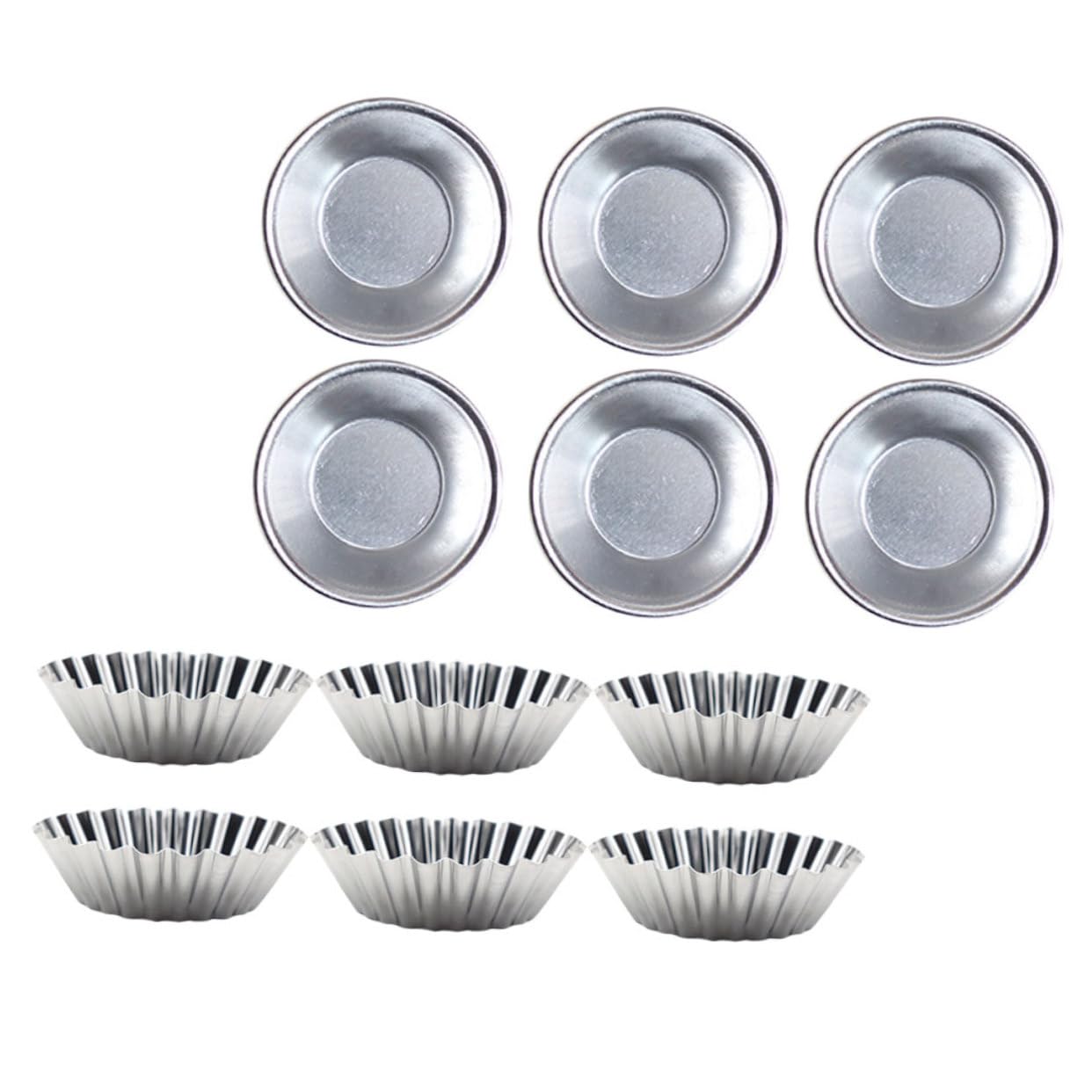 PRETYZOOM 12Pcs Sturdy Multi Purpose Baking Molds Egg Tart and Pudding Cupcake Moulds for Home Kitchen Restaurant and Bakery Use for Pies and Tartlets Flower
