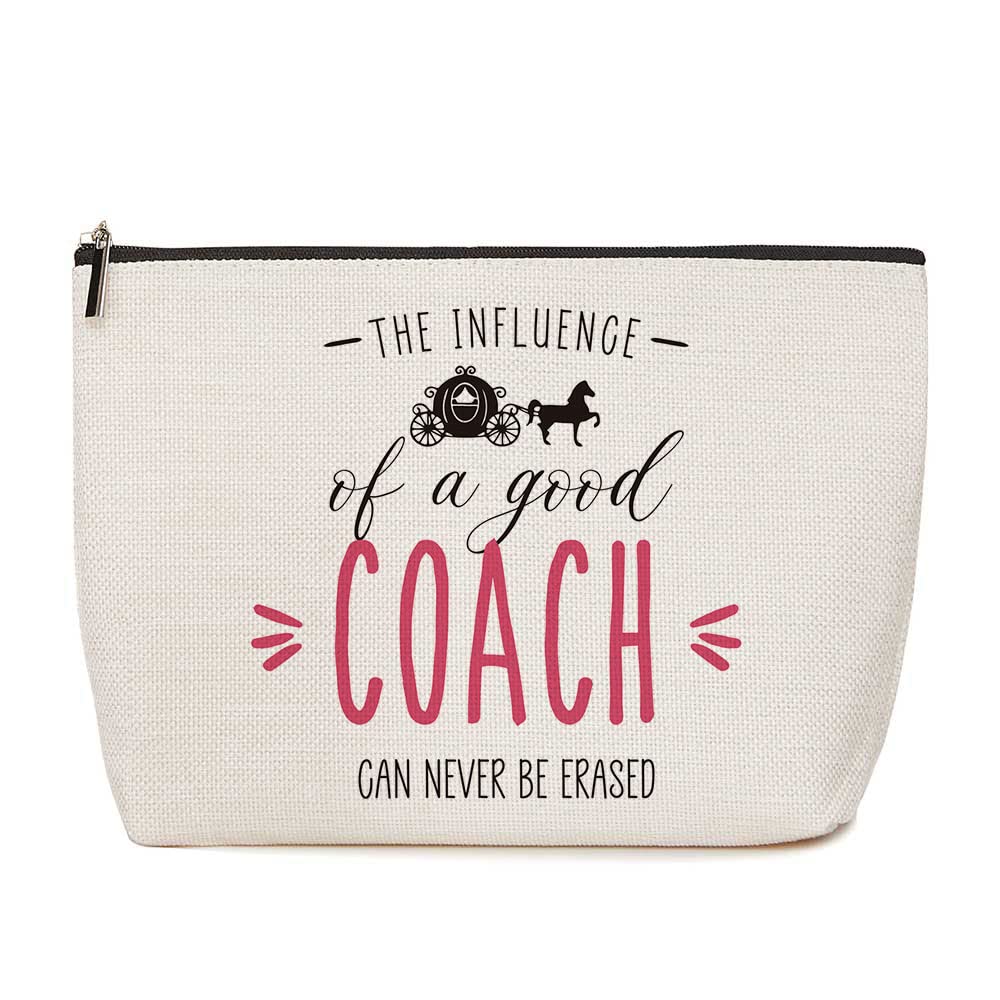 Coach Makeup Bag, Thank Gifts Birthday Bag Purse Christmas Bags for Women, The Influence of a Good Coach Can Never Be Erased Travel Makeup Bag
