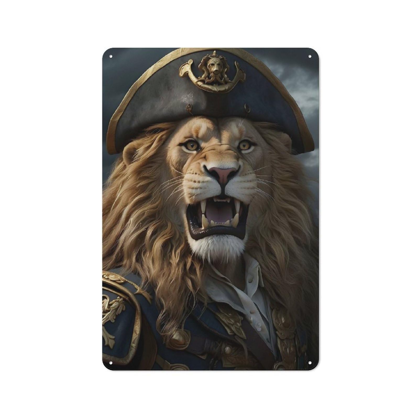 Junmoney Angry Lion Pirates Retro Tin Sign 30X20cm For Garden Room Or Summerhouse, A Housewarming Gift For Garden Room Decor Fans