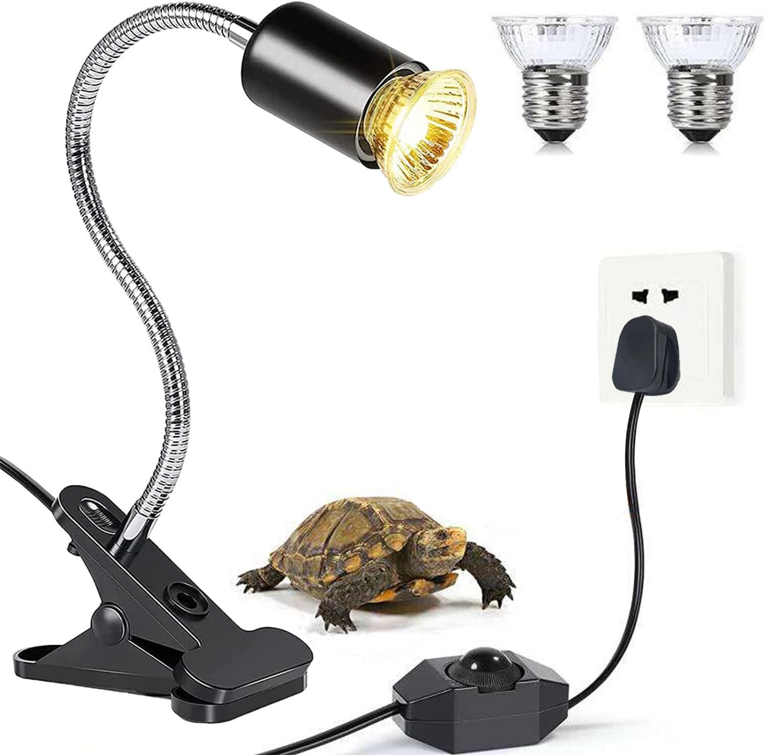 Haokaini Reptile Heat Lamp, Turtle Lights Clip, UVA + UVB Full Spectrum Sun Lamp 360 Rotatable Adjustable Holder Aquarium Lizard Snake Chameleons Amphibi