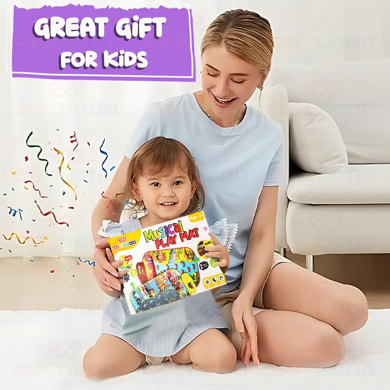 Image of Wembley Dinosaur Musical Mat for Kids Ages 3+ Baby Piano Play Mat Musical Keyboard with 8 Dinosaur Sounds Early Learning Educational Toys Birthday Gift for Boys Girls - 86 x 52 cm