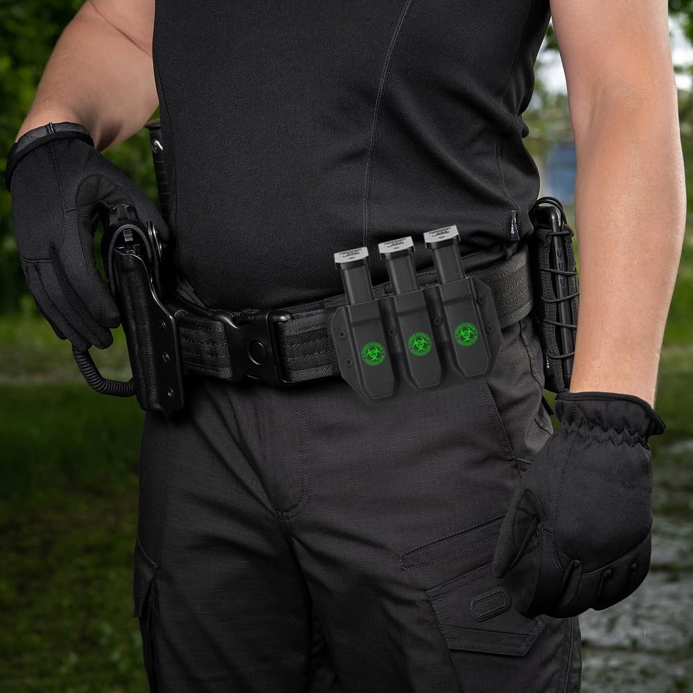 Universal Magazine Carrier | 9MM/40SW Duty Style Triple Mag Pouch | Premium Mag Holster with Combat Belt Clip for Double Stack Mags