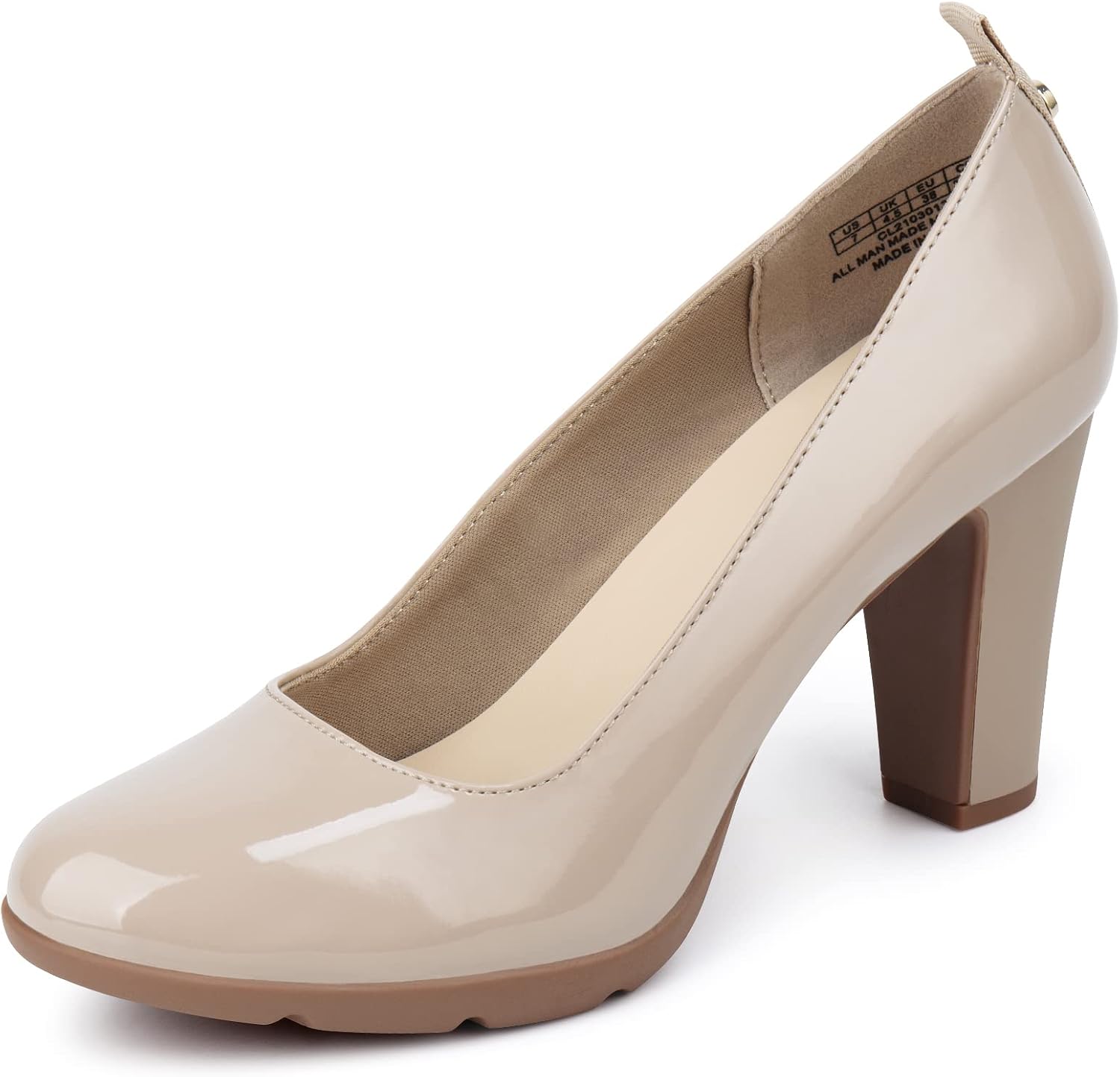 JENN ARDOR Women's Pumps Closed Round Toe Block High Heels 3 inch Leather Pump Shoes - Image 2