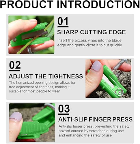 Miniatura 5 de 2 cuchillos para el pulgar y tijeras de podar, herramienta multiusos de acero inoxidable para recortar hojas, recolección de frutas, recortar