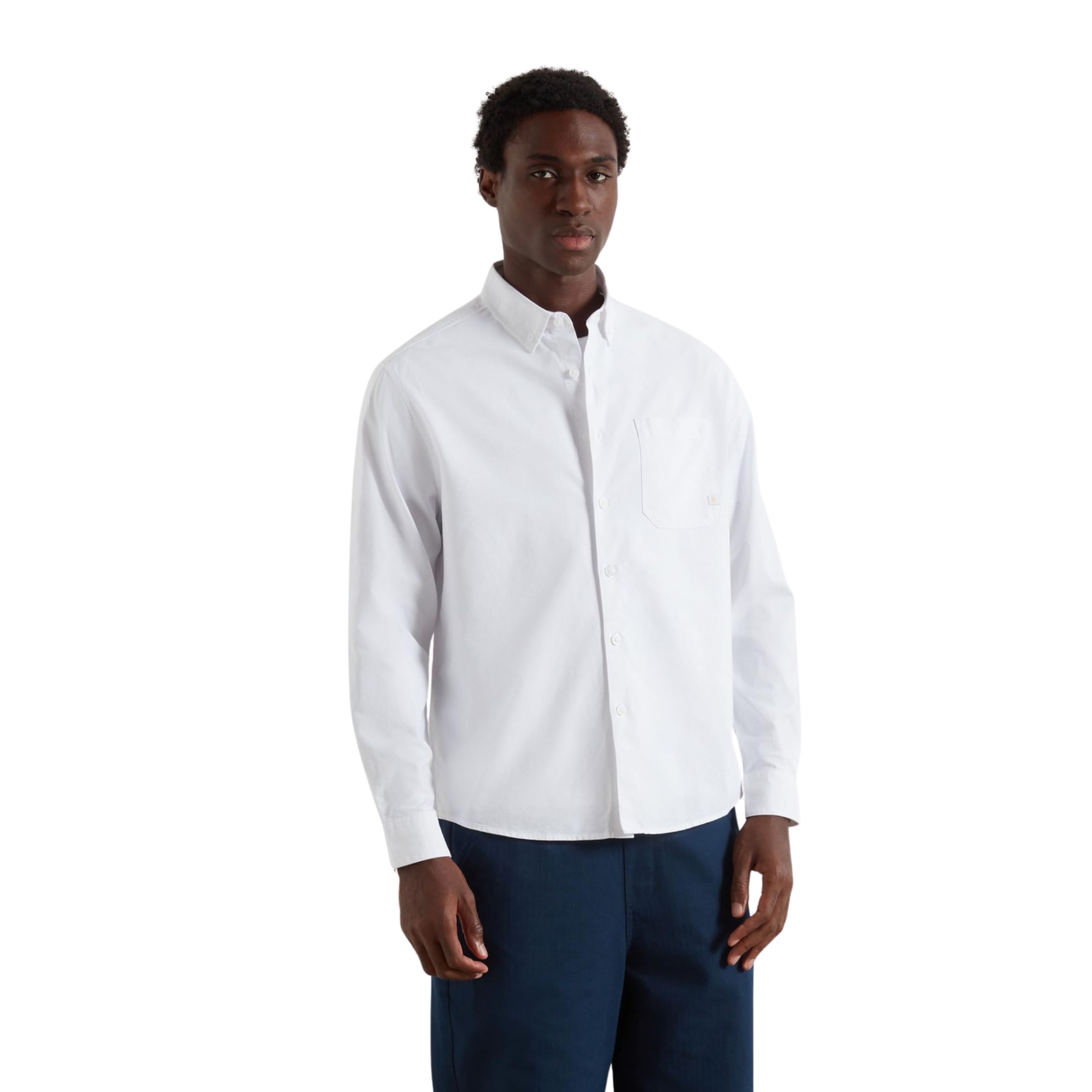Farah - Men's Oxford Shirt, Brewer Box Fit, Organic Cotton, Long Sleeve, Casual or Work Shirt, M, White