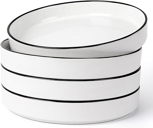 Miniatura 9 de famiware Nebula - Tazones de pasta para 4, juegos de ensaladas de 8.75 pulgadas, cuencos grandes y anchos para servir la cena, color marrón canela