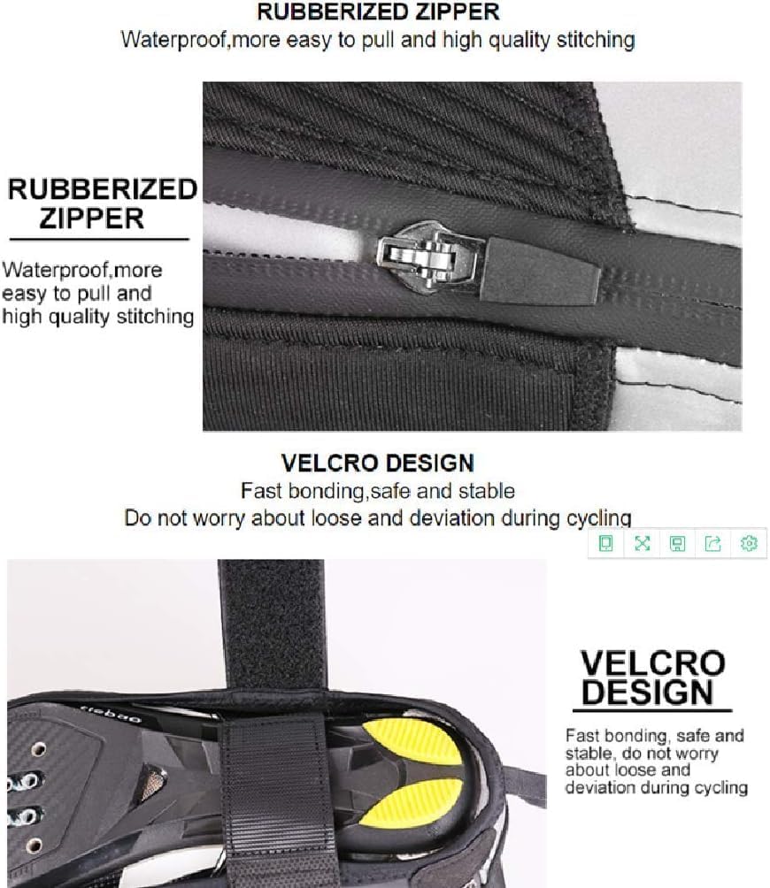 Reflective Waterproof Bicycle Shoe Protector, Cold And Windproof Fleece Shoe Covers Windproof MTB Bike Shoe Cover,Black,Large