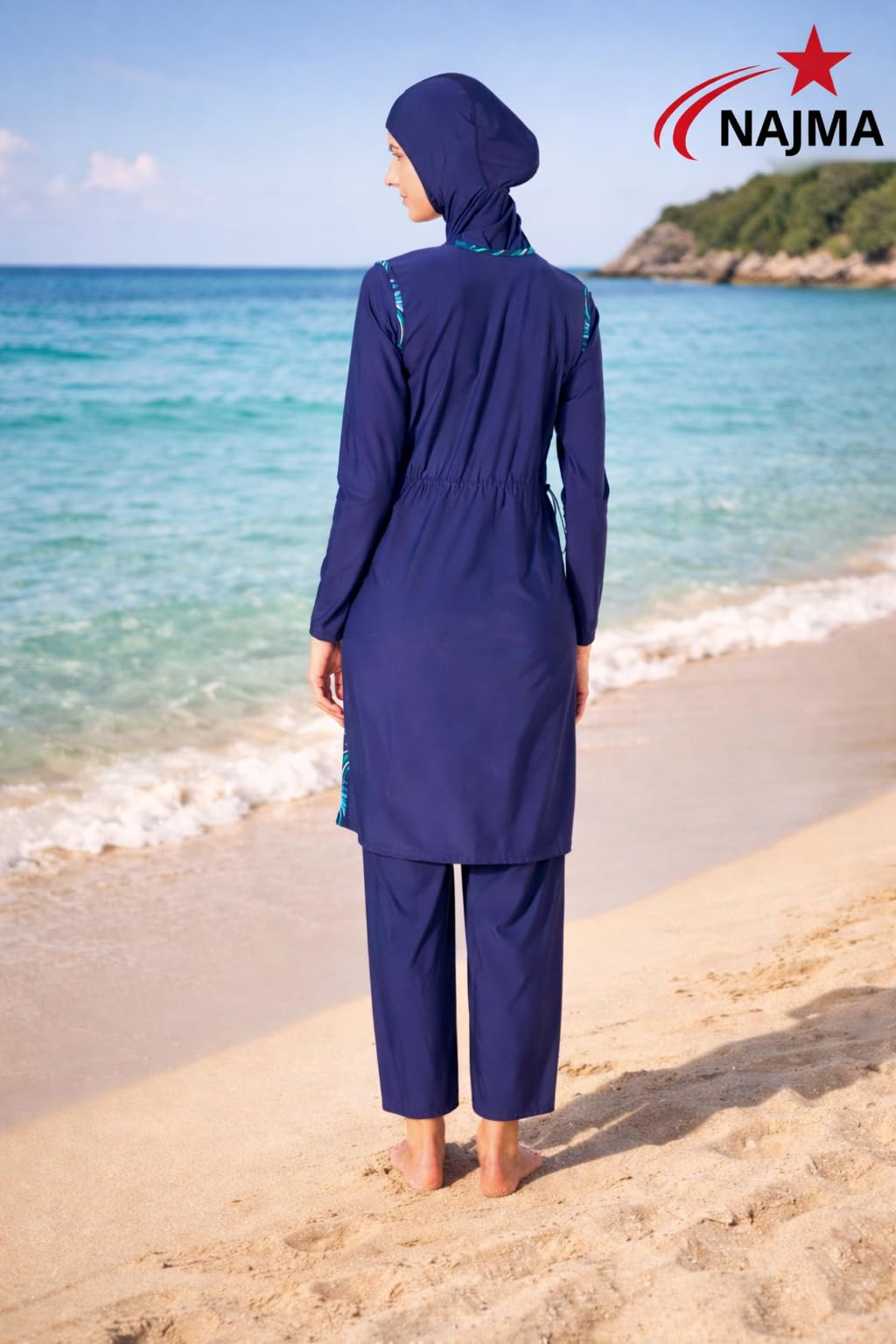 Burkini Fleuri,avec Soutien Gorge,4 piéce Burkini Femme Fleuri– Maillot de Bain Modeste avec Hijab – Anti-UV,