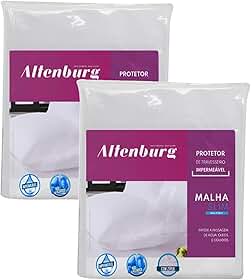 Kit 2 Capa Protetor Travesseiro Impermeável Altenburg Malha Slim com Zíper 50x70cm Antialérgico e Antiácaro Branco