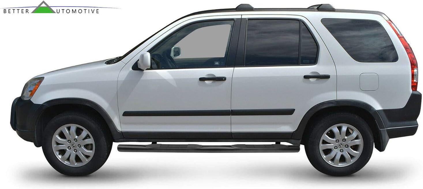 3" Round Black Side Step Rails Side Bars Compatible with 2002-2006 Honda CRV NERF Bars Running Board Steps