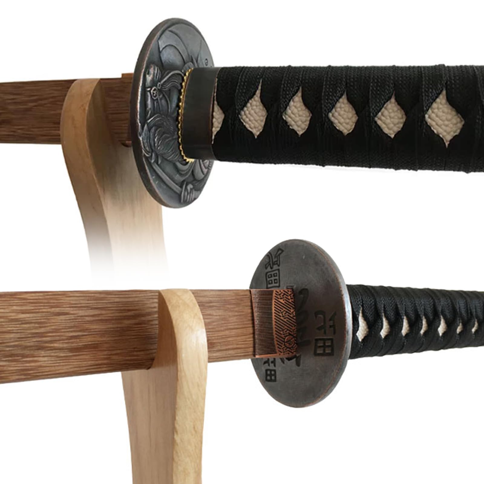 【Arte en Madera】 Espadas samurái japonesas de Madera 100 cm,Bokken Hecho a Mano con guardamanos de Hierro,Katana de Palisandro Natural para Entrenamiento de Kendo,Cosplay,Accesorios,decoración