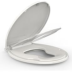 Toilet Seat Round, Toilet Seat with Toddler Seat Built in, Potty Training Toilet Seat Round Fits Both Adult and Child, with Soft Close, Easy Install and Clean - Fits Most Round Toilets Almond