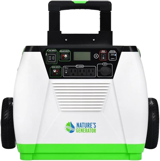 Nature's Generato 1800W Solar & Wind Powered Portable Power Station for Camping & RVs, Off-Grid Power Outage, Home Emergency Backup