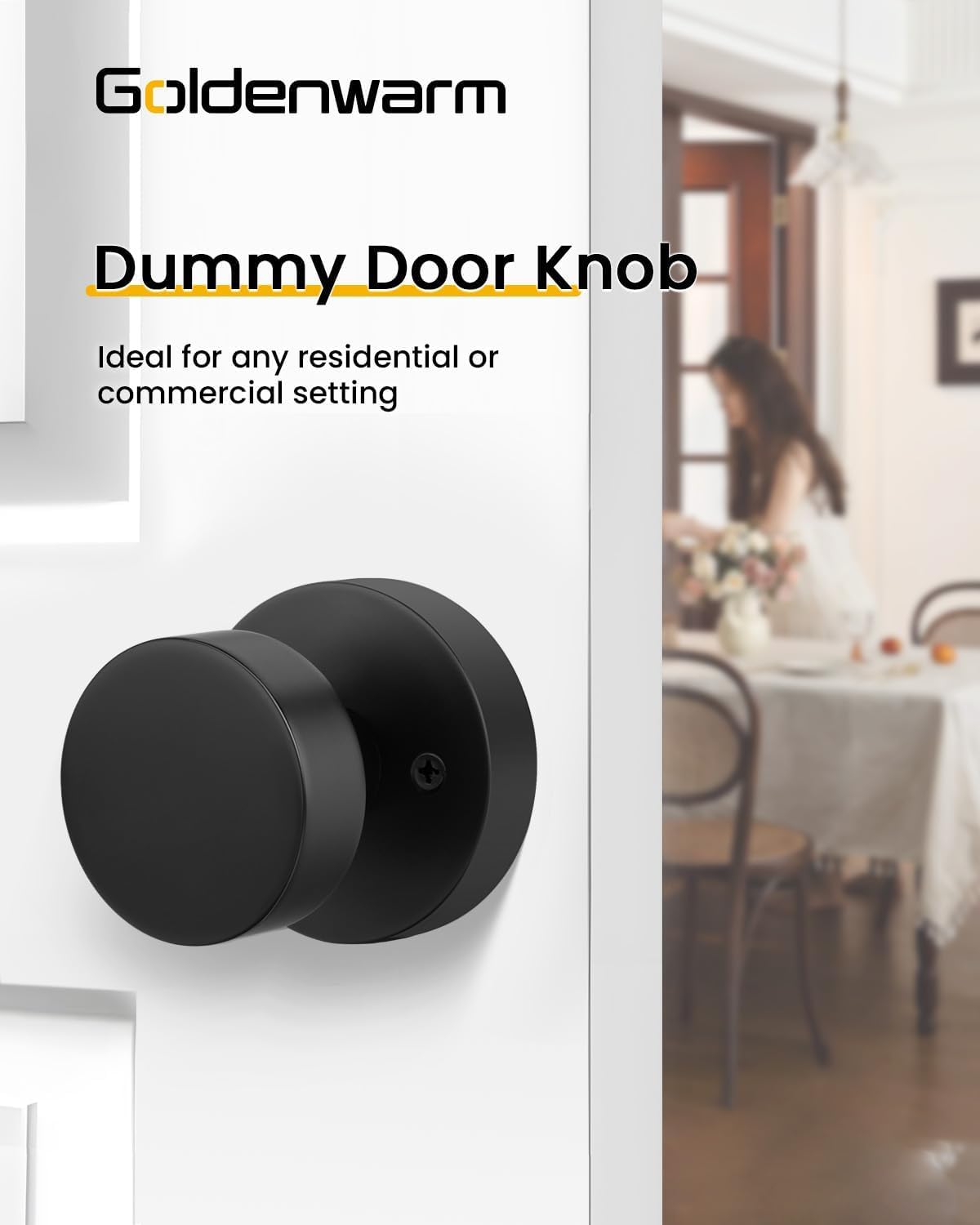 Matte Black Dummy Door Knobs - 6 Pack -7