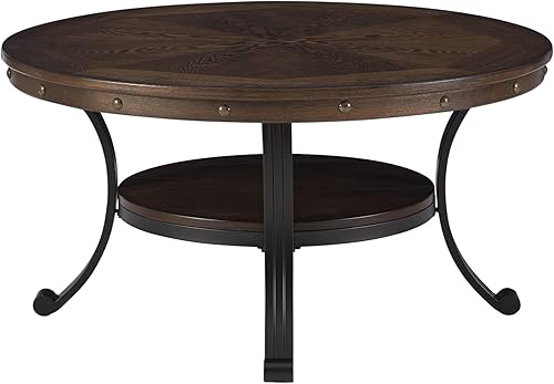 Miniatura 7 de Powell Muebles Franklin - Mesa de cóctel, pequeña, multicolor, marrón/negro