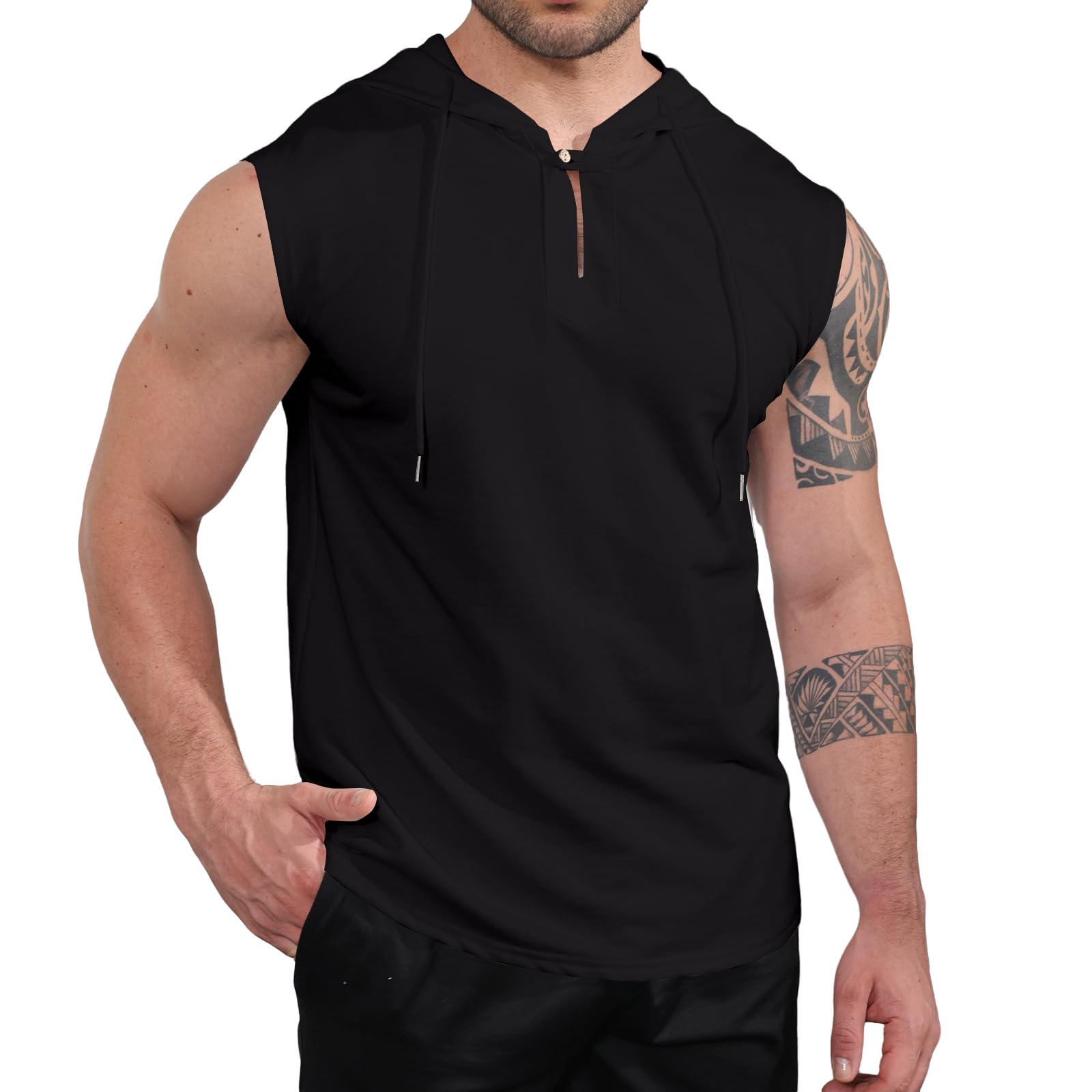 Cooleep Canotta Palestra Uomo Estiva Cotone Canottiera Felpa con Cappuccio Senza Maniche T-Shirts Bodybuilding Sportiva Tank Top M-3XL