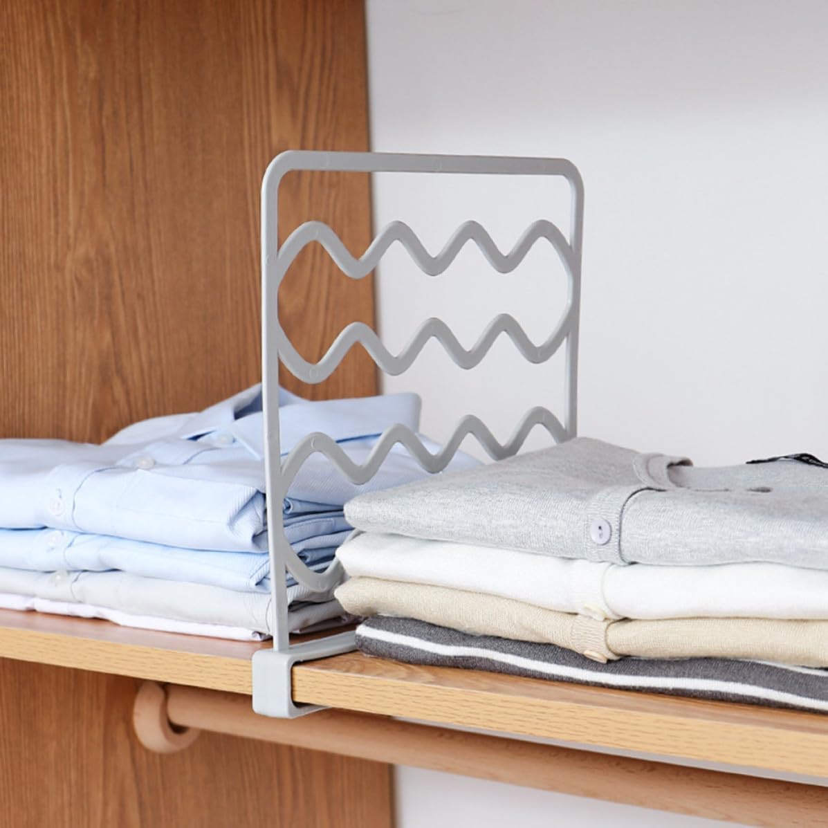 Closet Shelf Divider Separator, White PP Clip on Organizer for Shelves