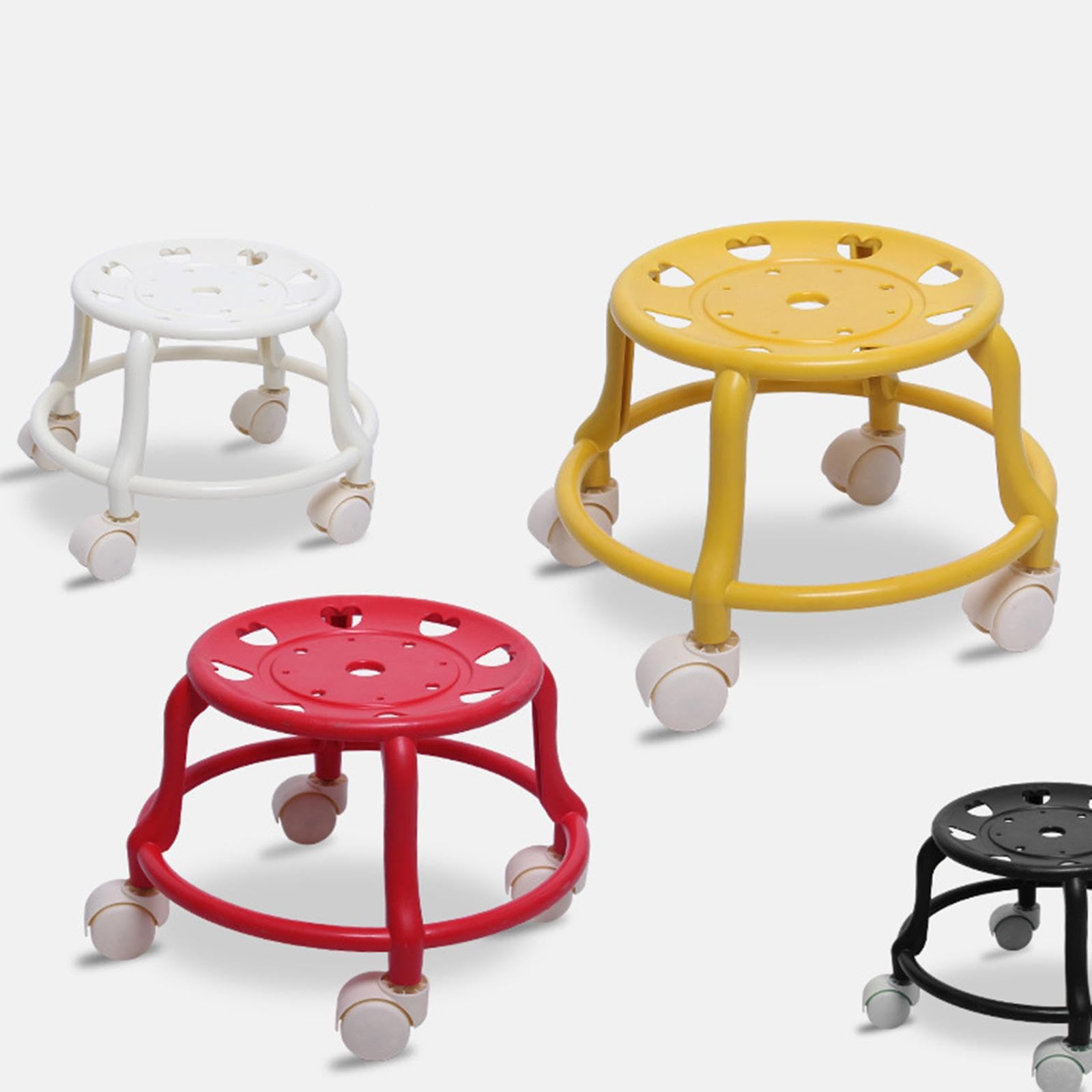 Tabouret Roulant Bas MagiDeal - Siège Pivotant 360° | Cuir PU | 30cm Hauteur | Pour Salon, Bureau