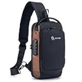 KSIBNW Sling Backpack Anti-theft Crossbody Chest Sling Bag with USB Charging Port Daypack PU Leather Shoulder Black Daypack Fanny Pack for Women Men