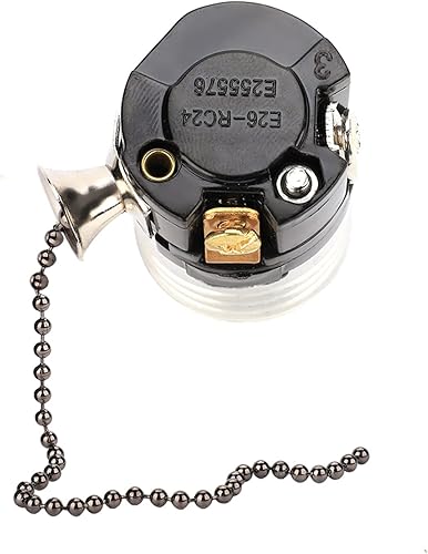 Miniatura 6 de TOPINCN Enchufe de luz vintage de aluminio, base de lámpara de mesa de escritorio de fácil control con cadena de tracción, compatible con bombillas