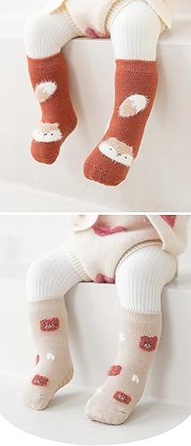Miniatura 3 de BEHELE Calcetines de agarre antideslizantes para bebés calcetines cálidos y gruesos antideslizantes calcetines para niñas y niños recién nacidos