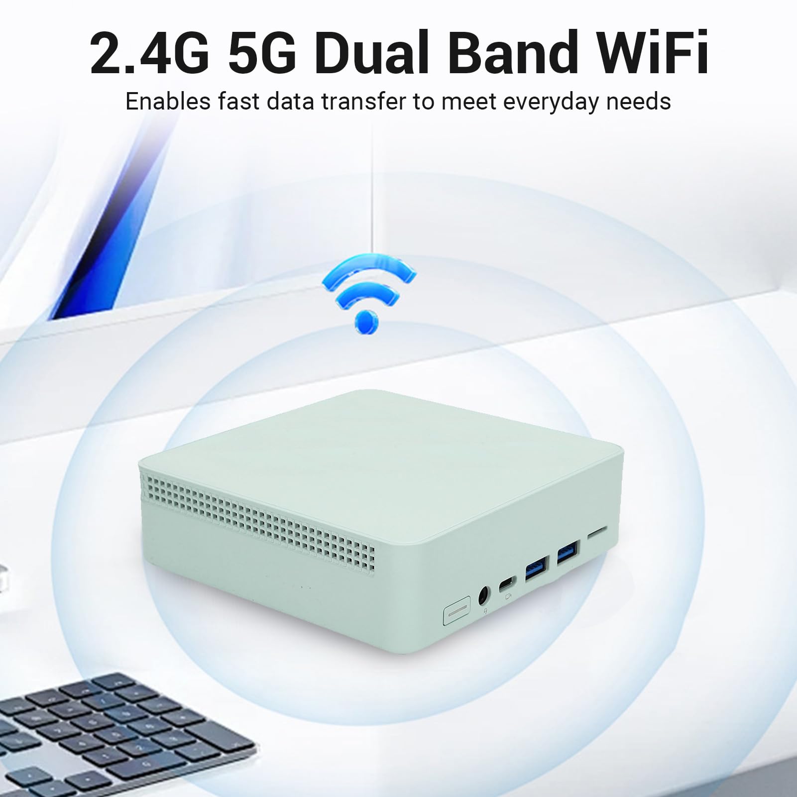 Jiawu Dwuzakresowy Komputer Stacjonarny 2.4G 5G DDR4 4.2 Kompaktowy Mały Komputer Stacjonarny do Pracy Biurowej (16G i 1 TB Zielony)