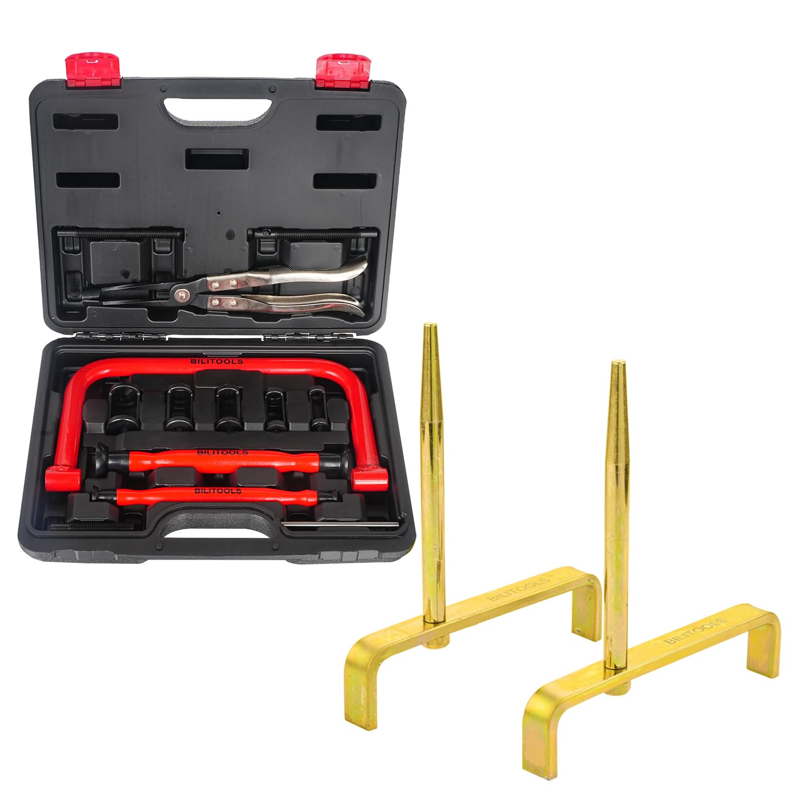 BILITOOLS Ventilfederspanner Set & Zylinderkopfständer Set – Komplett-Set für Motorwartung & Reparatur