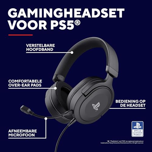 Trust Gaming GXT 498 Forta Gaming Headset - Officially Licensed for PlayStation 5 - Duurzame Headset met Afneembare Microfoon voor PS4 en PS5, Verstelbare Hoofdband, Kabel van 1.2m - Zwart - Afbeelding 3