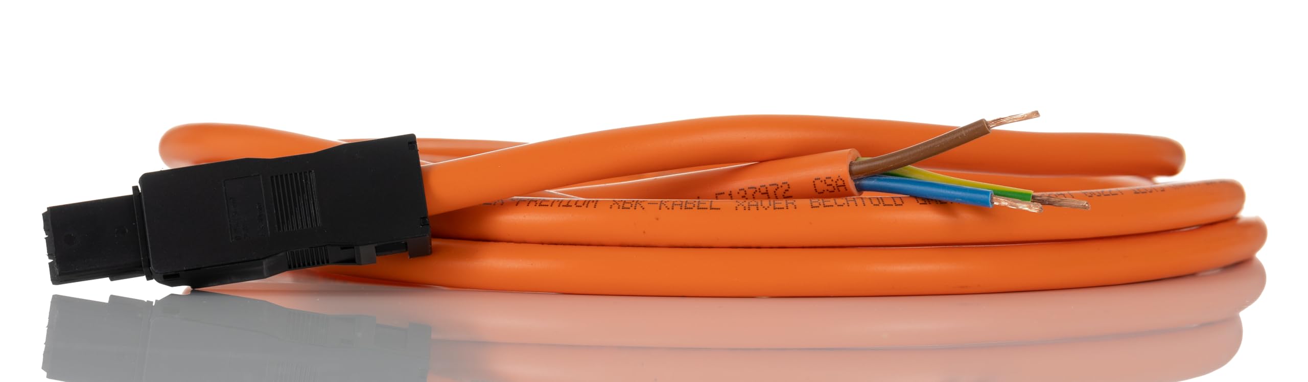 Rittal 2500.500 Connection Cable for Power Supply, 3-Pole, Orange, 100/240V, 50/60Hz, 118" Length