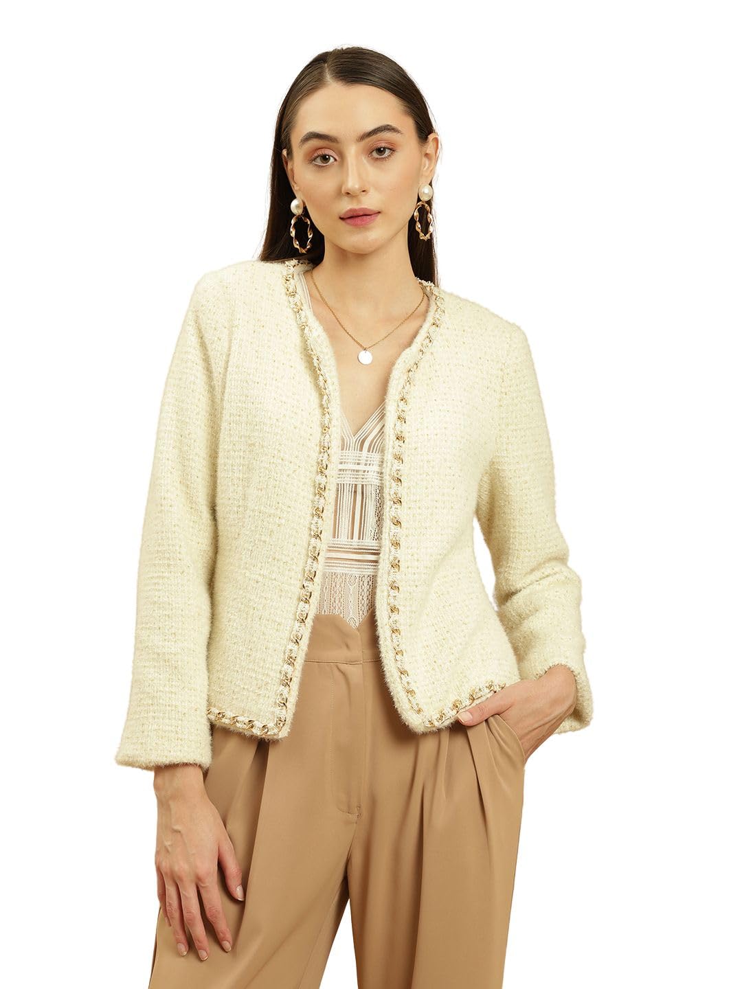 beatnik Lounge Wear Mandarin Collar Full Sleeve Womens Blazers-picture-53